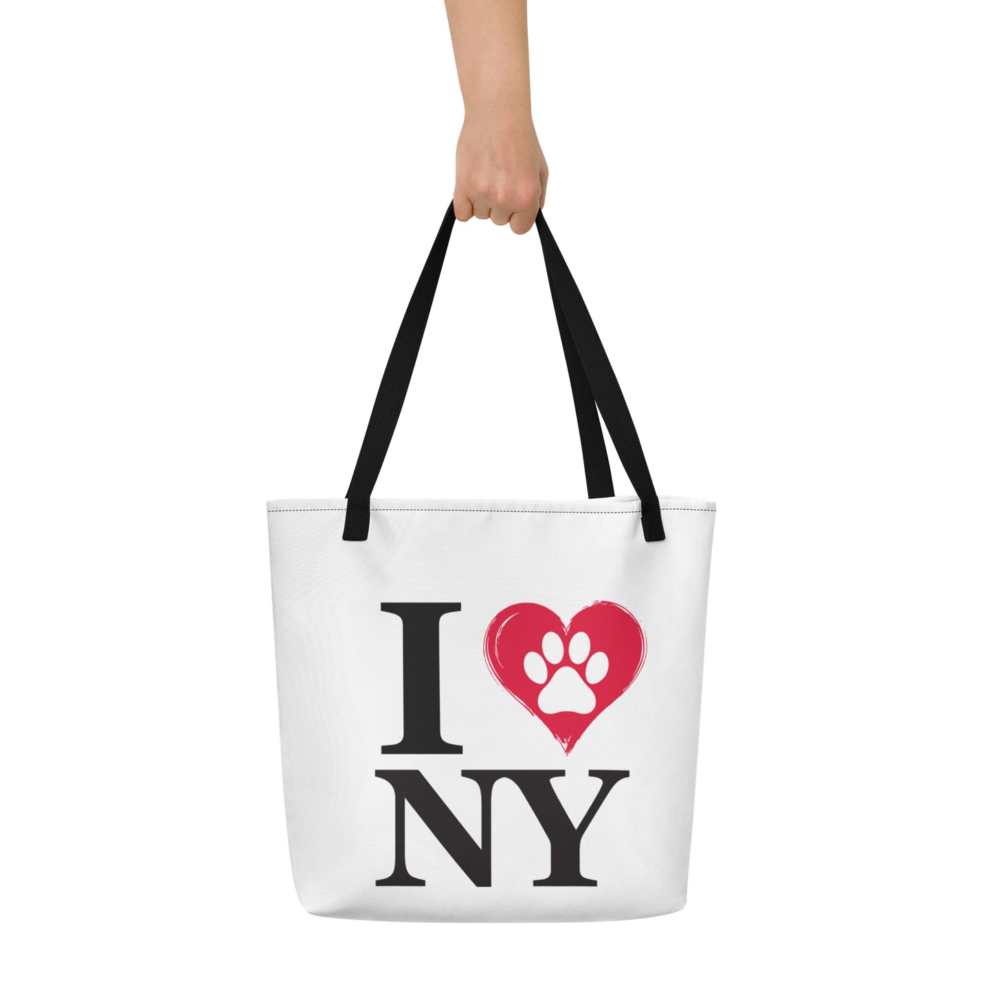 I Love NY Paw in Heart Large Tote Bag