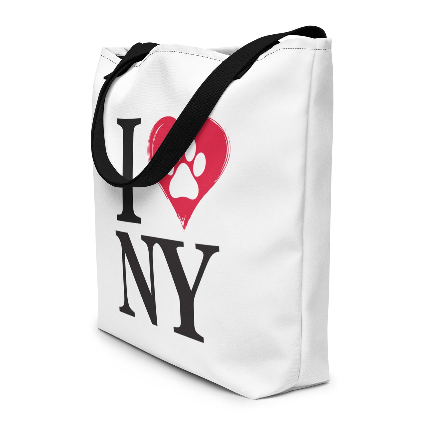 I Love NY Paw in Heart Large Tote Bag