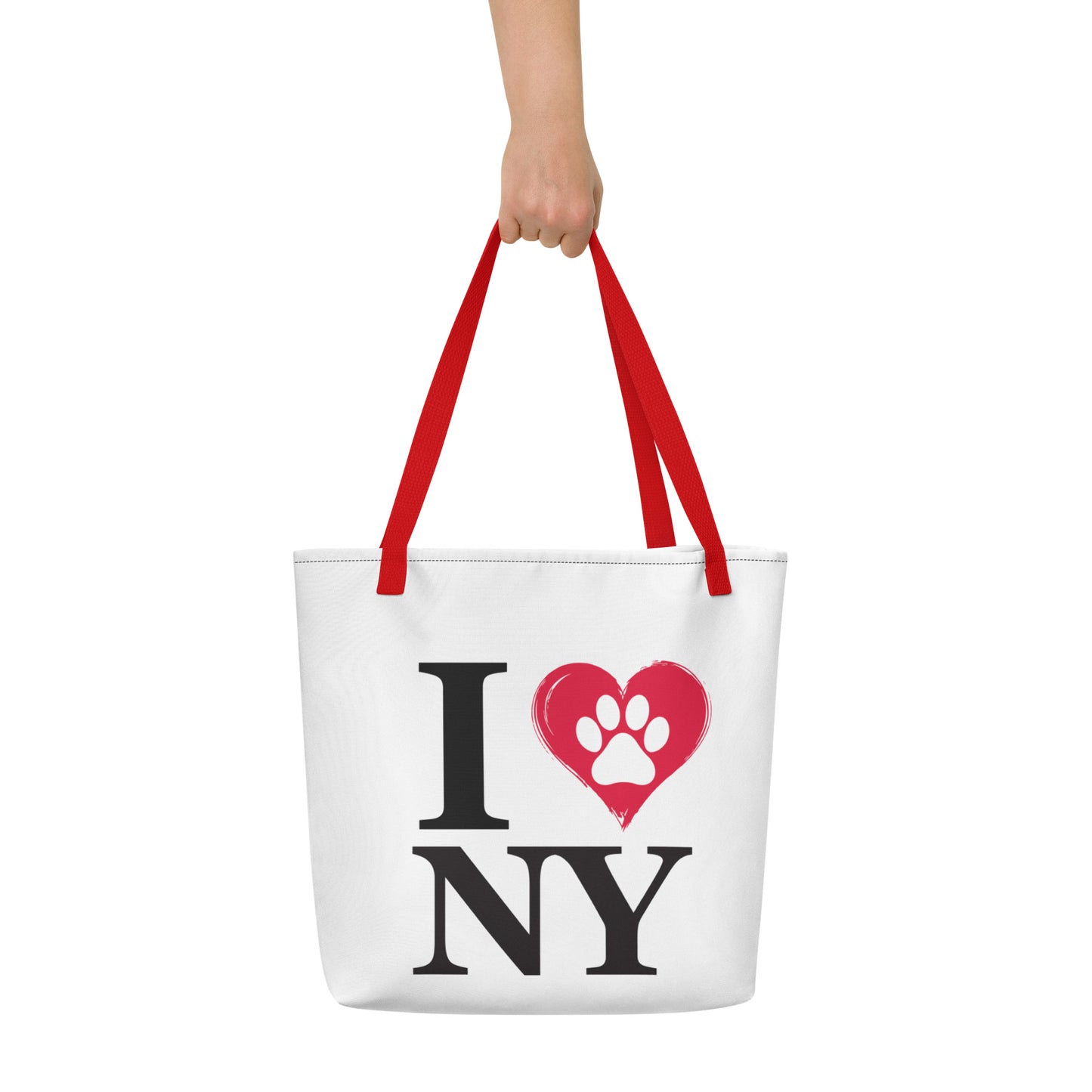 I Love NY Paw in Heart Large Tote Bag