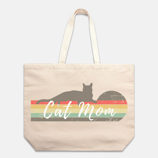 Cat Mom Oversized Canvas Tote Bag - Pet Pride Tees