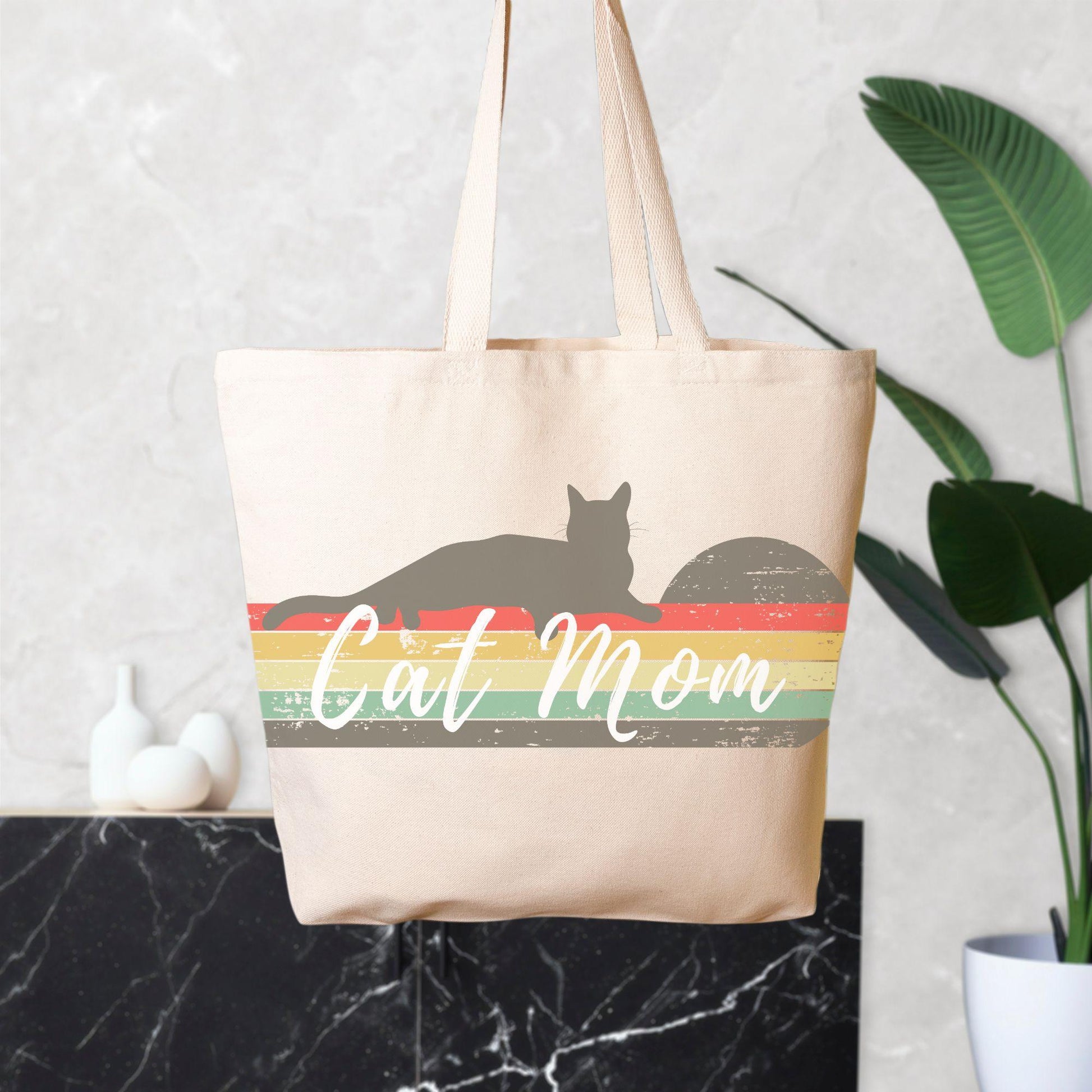Cat Mom Oversized Canvas Tote Bag - Pet Pride Tees