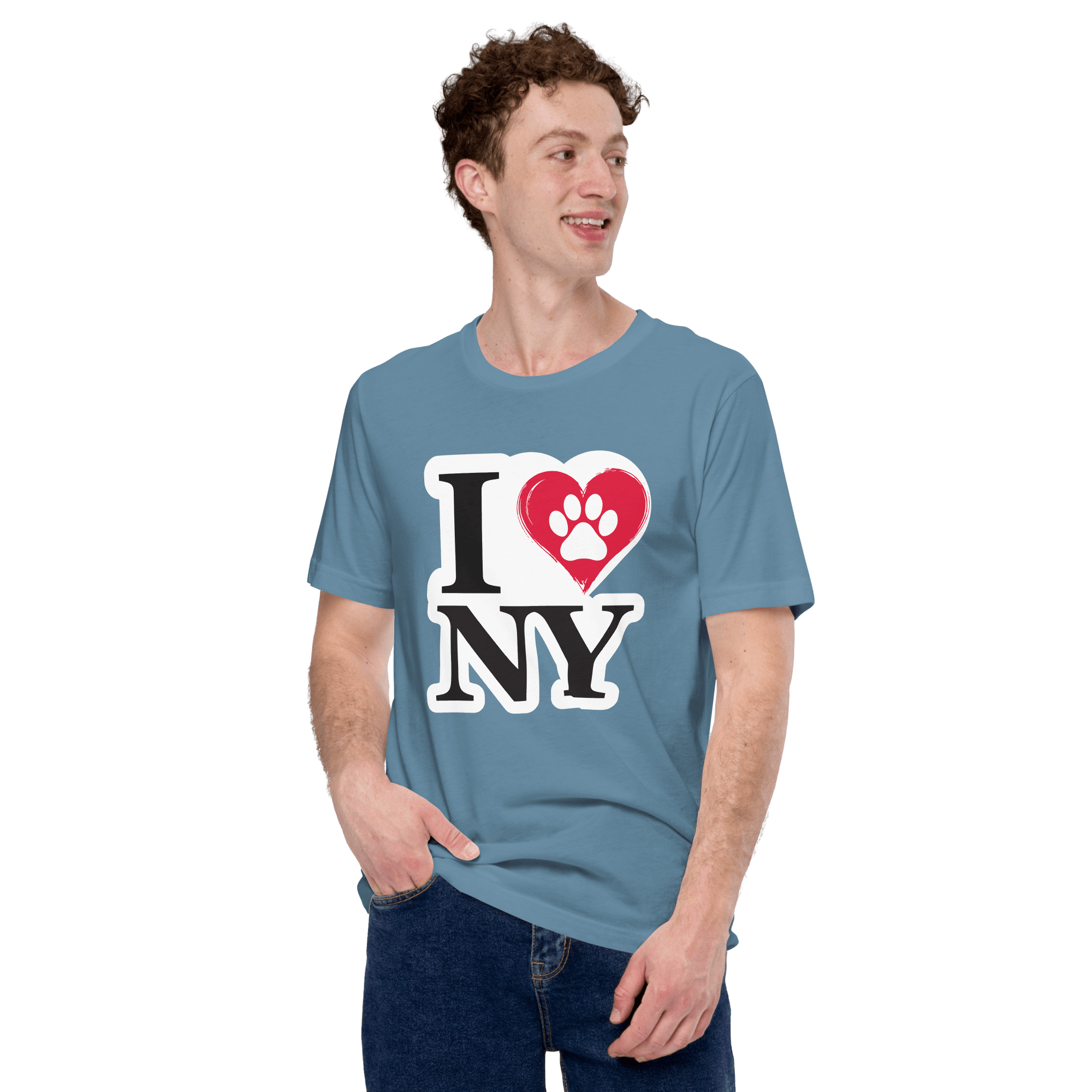 I Love NY Paw in Heart Crew Neck Tee - Pet Pride Tees