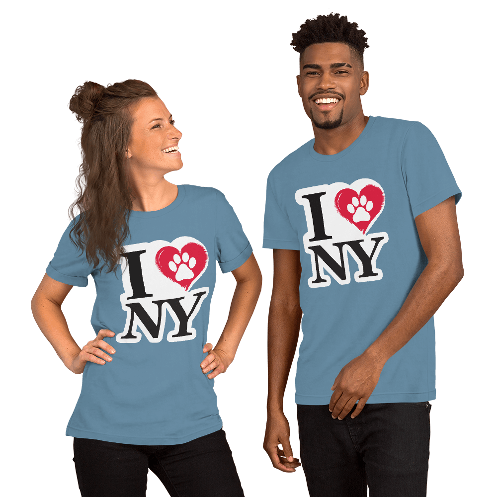 I Love NY Paw in Heart Crew Neck Tee - Pet Pride Tees