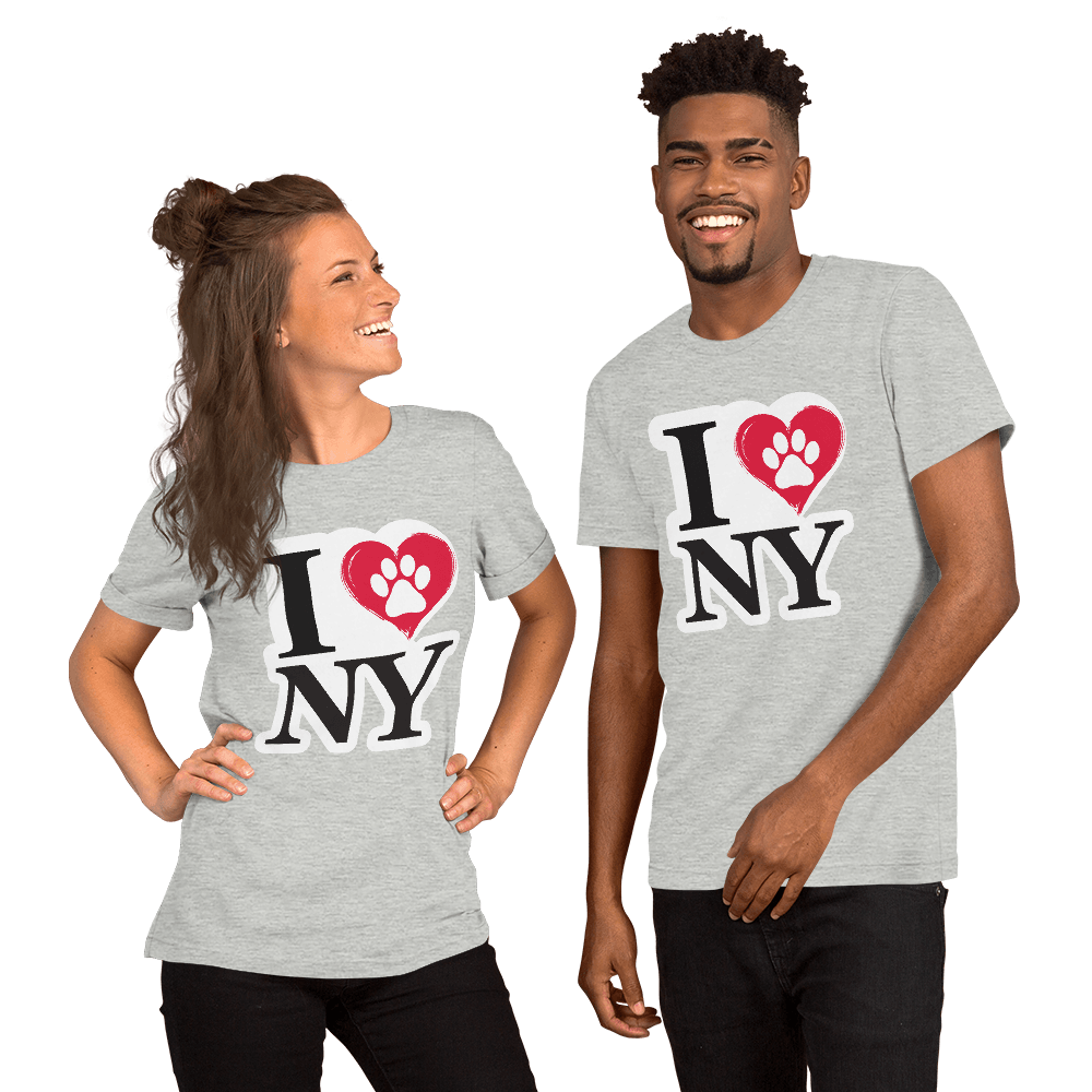 I Love NY Paw in Heart Crew Neck Tee - Pet Pride Tees