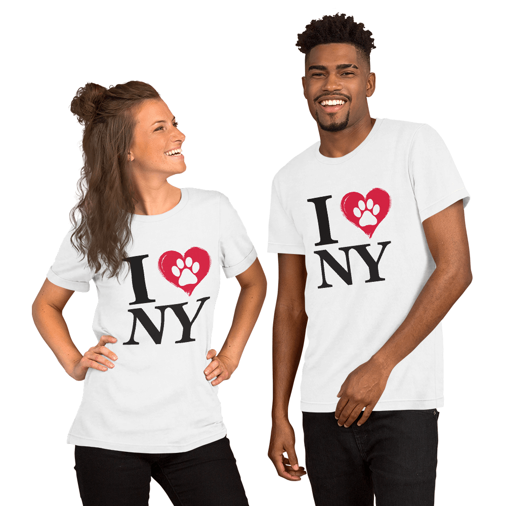 I Love NY Paw in Heart Crew Neck Tee - Pet Pride Tees