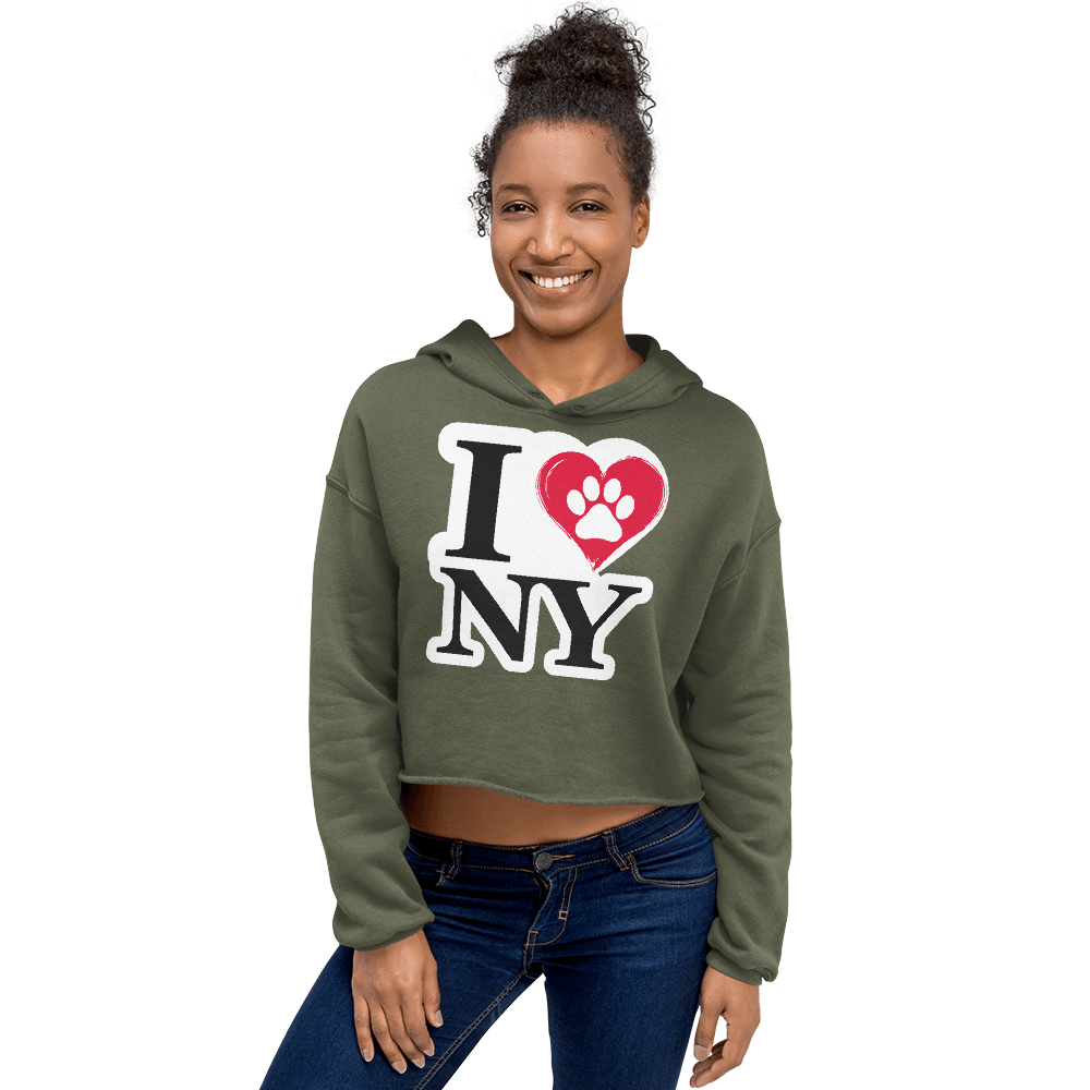 I Love NY Paw in Heart Cropped Hoodie - Pet Pride Tees