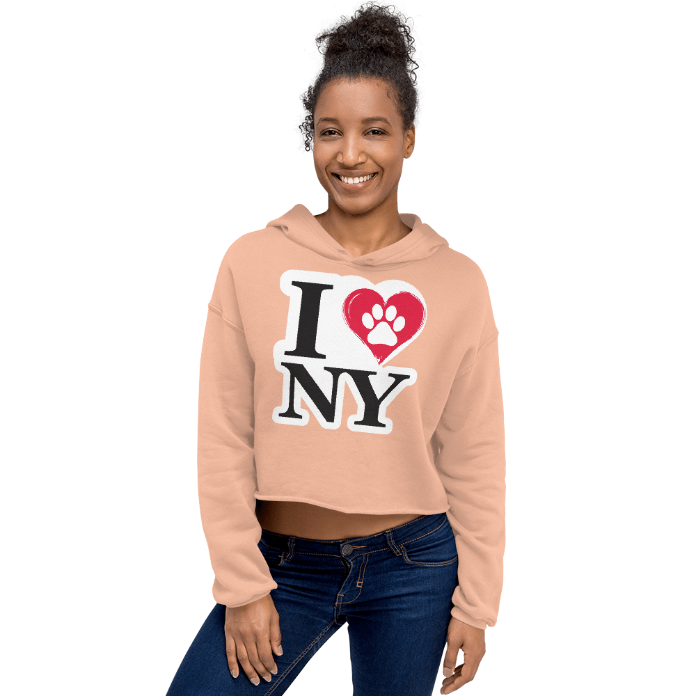 I Love NY Paw in Heart Cropped Hoodie - Pet Pride Tees