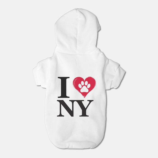 I Love NY Paw in Heart Small Breed Pet Hoodie - Pet Pride Tees