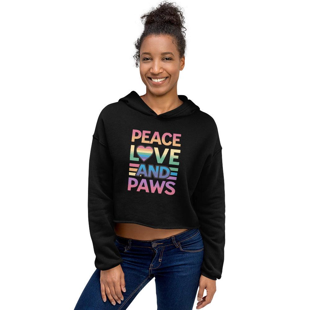 Peace, Love, and Paws Cropped Hoodie - Pet Pride Tees