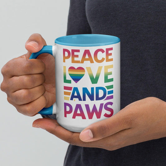 Peace, Love, and Paws Large Color Splash Mug - Pet Pride Tees