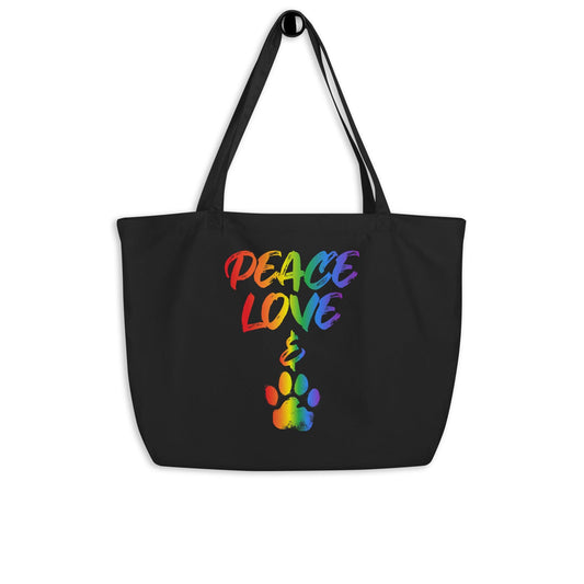 Peace, Love, & Paws Large Eco-Friendly Tote - Pet Pride Tees