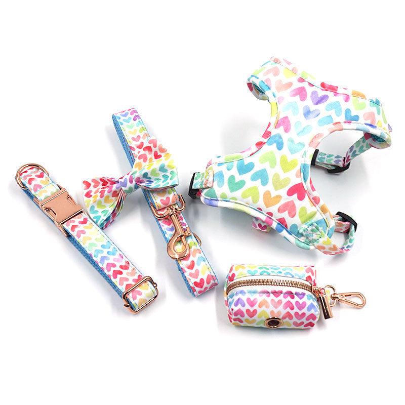 Rainbow Heart Print Pet Walking Set - Pet Pride Tees