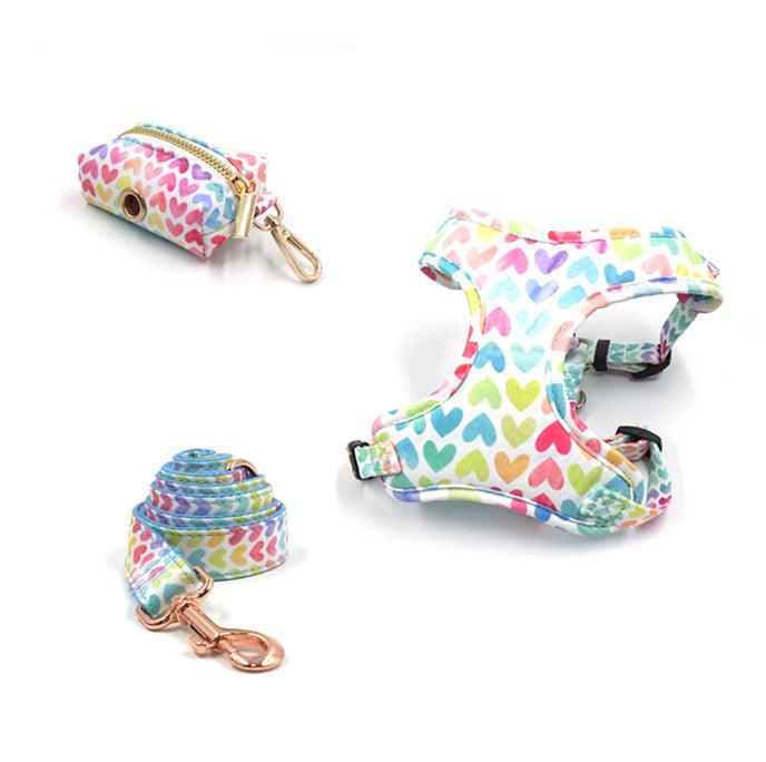 Rainbow Heart Print Pet Walking Set - Pet Pride Tees