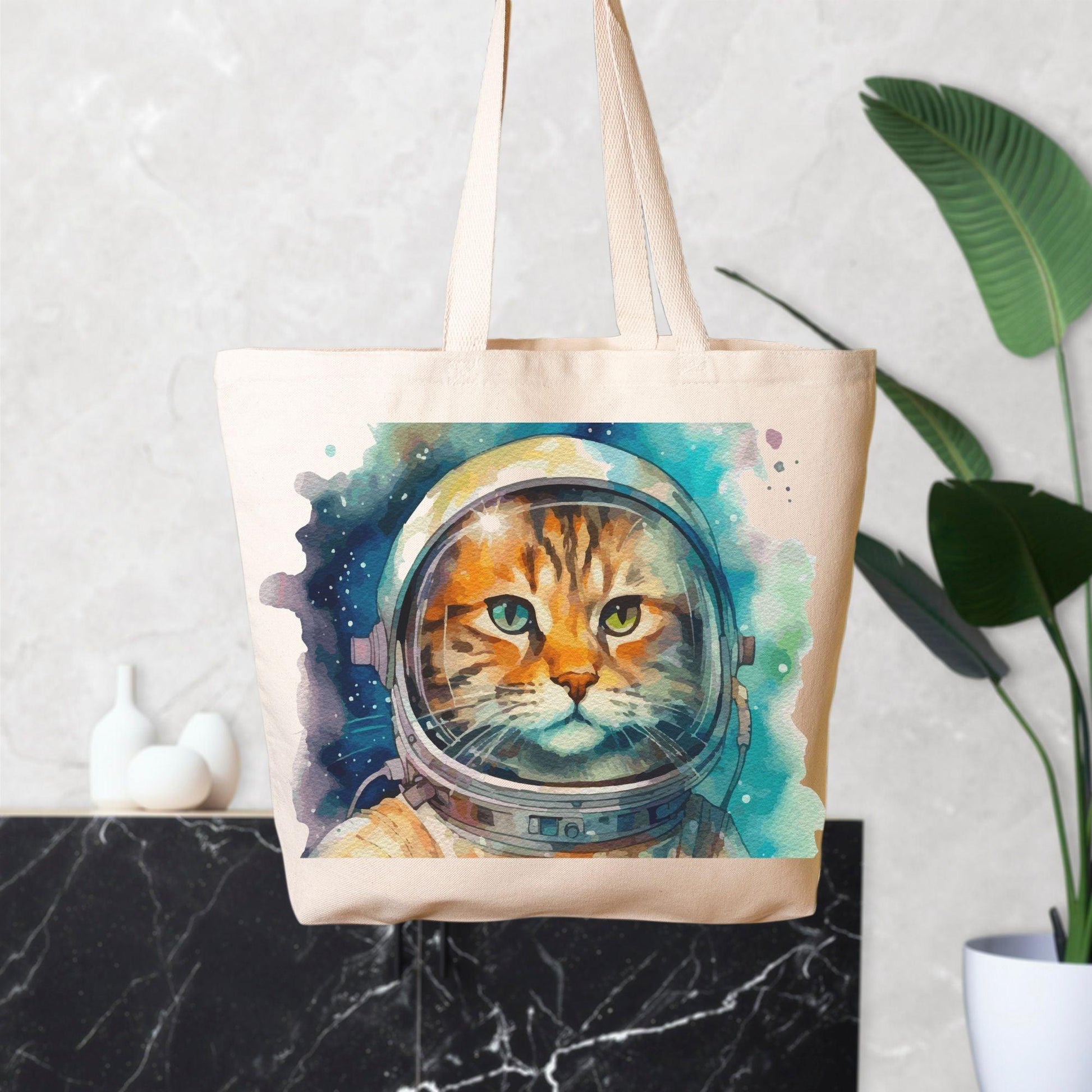 Space Cat Oversized Canvas Tote Bag - Pet Pride Tees
