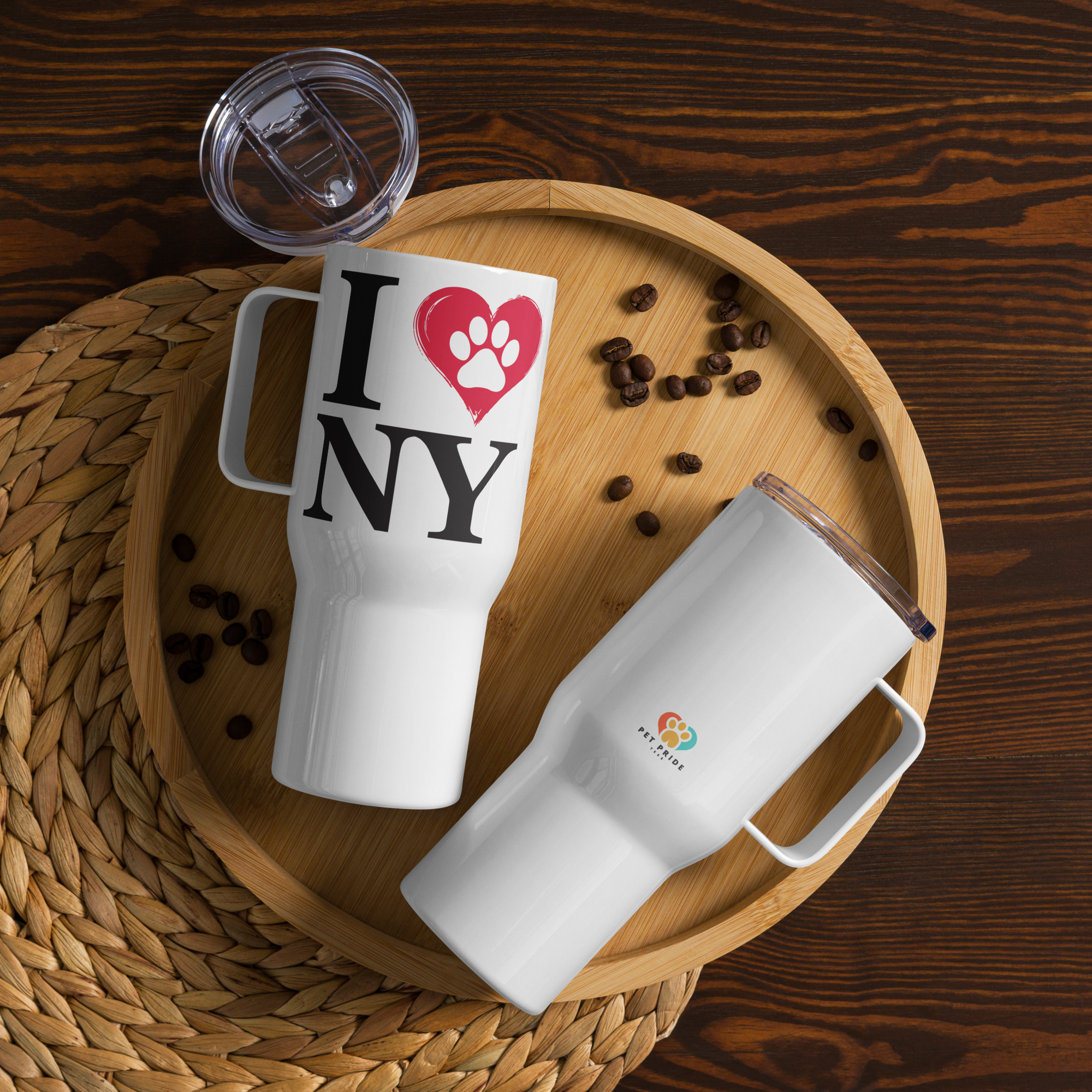 I Love NY Paw in Heart Travel Mug