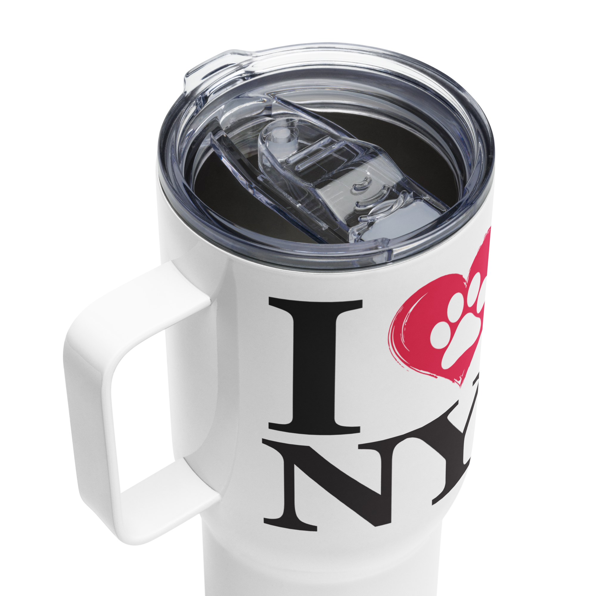 I Love NY Paw in Heart Travel Mug