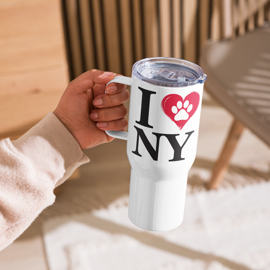 I Love NY Paw in Heart Travel Mug